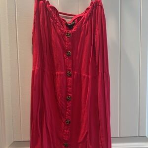 Elegant Red Button-Down Skirt